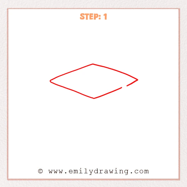 how to draw a graduation hat - Early sketch of a graduation hat showing a wide diamond-shaped brim outline.